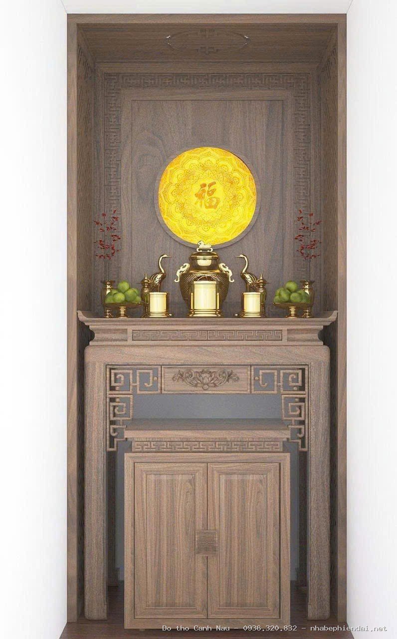 Phòng thờ gỗ sồi đơn giản Thanh Tĩnh - Kho bàn thờ hiện đại